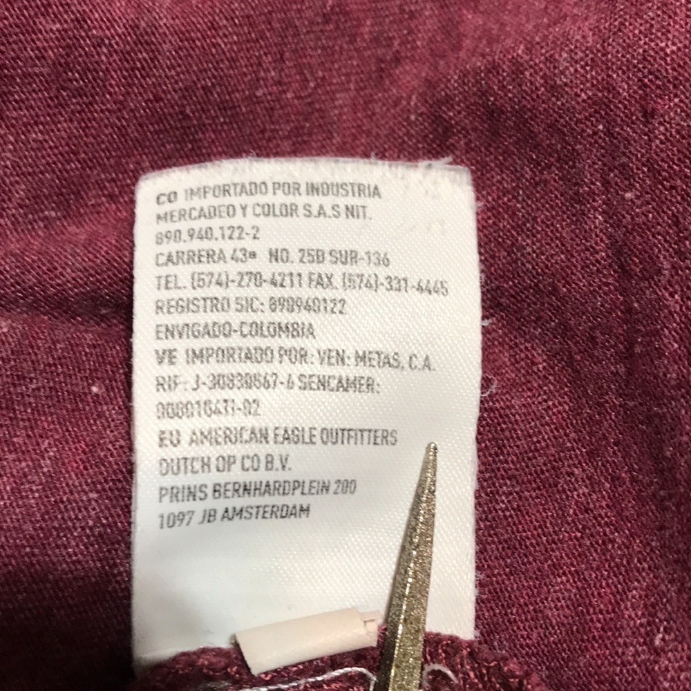 AMERICAN EAGLE OUTFITTERS LEGEND T Mens Burgundy Slate SL T-Shirt (Distressed)—M - Picture 7 of 13